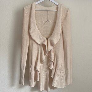 Free people Cascading Ruffle Ivory Cardigan S